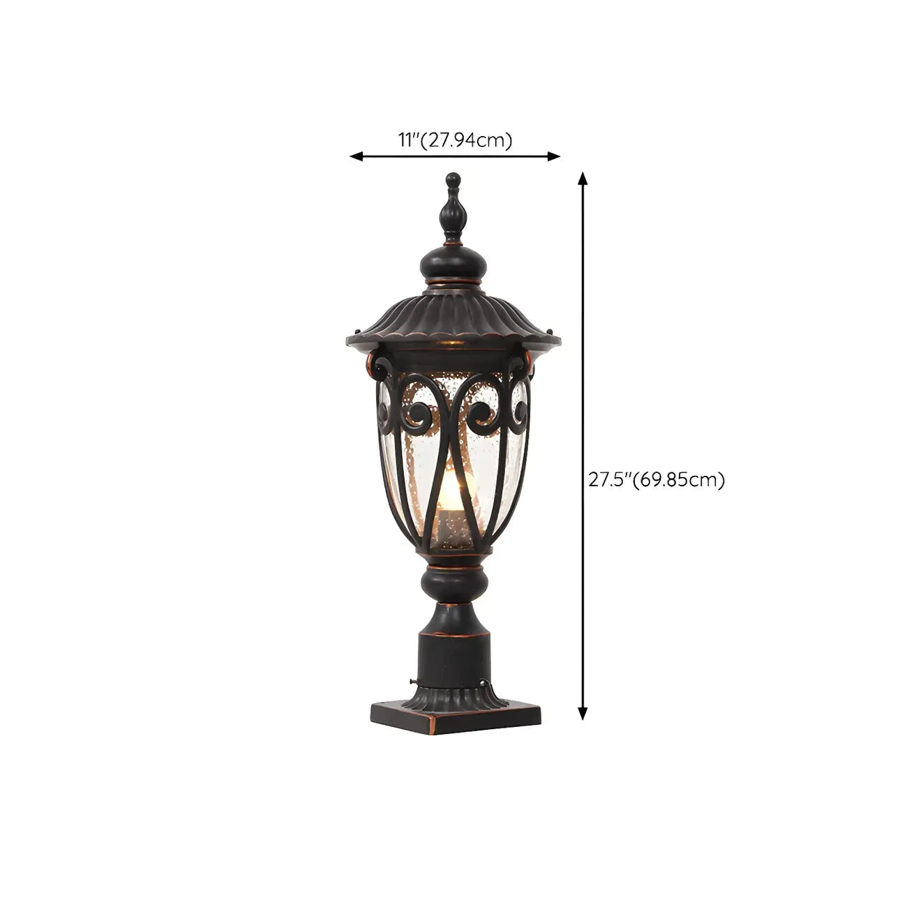 Retro Elegant Wired Black Metal Decorative Post Cap Light