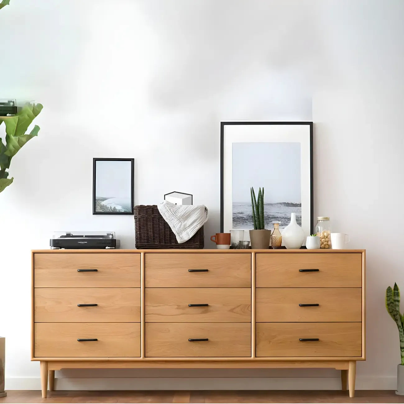 Classic Pine Wood Natural Double Dresser