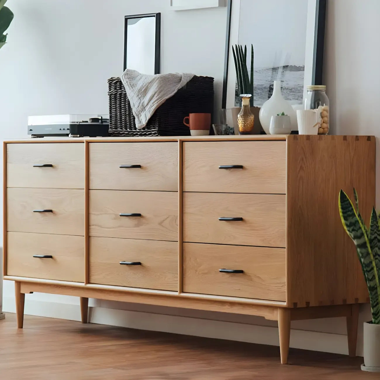 Classic Pine Wood Natural Double Dresser