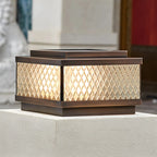 Modern Solar Grid Translucent Bronze Outdoor Post Lights