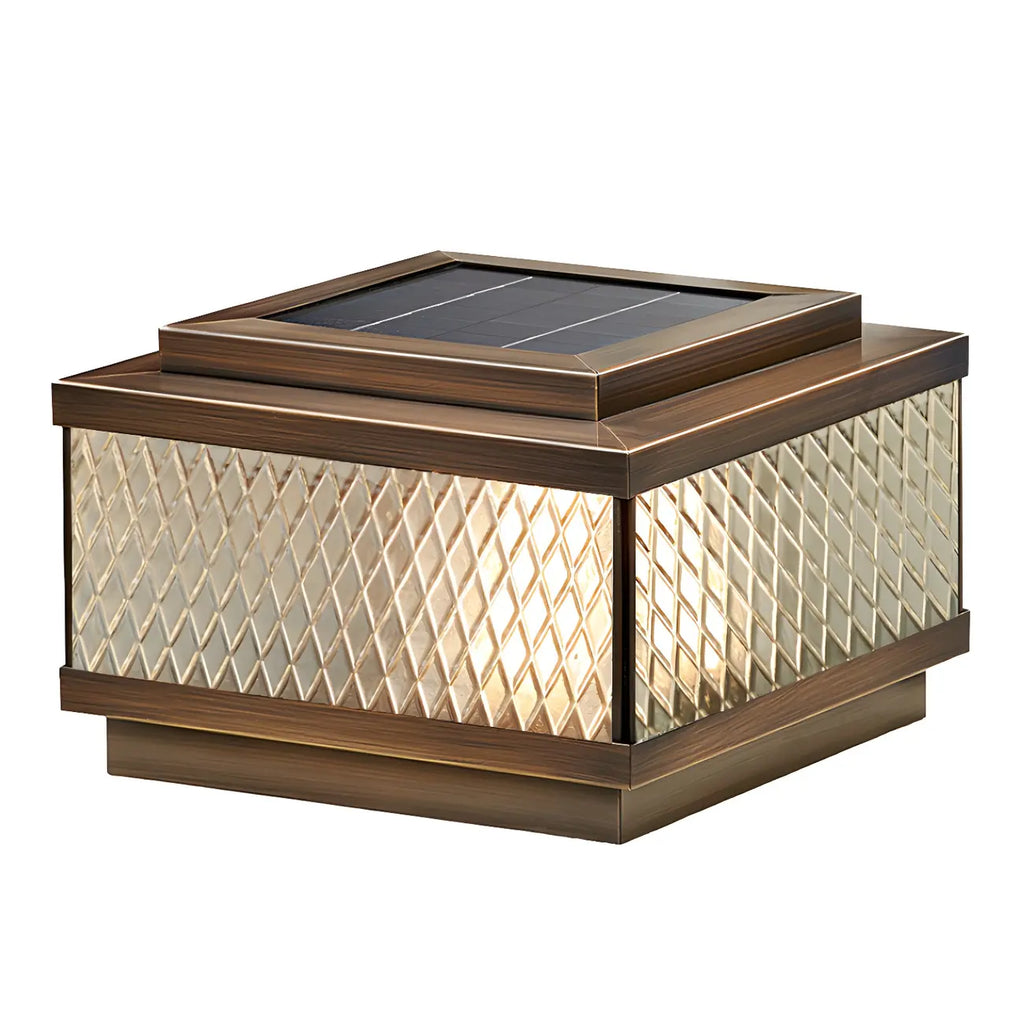 Modern Solar Grid Translucent Bronze Outdoor Post Lights