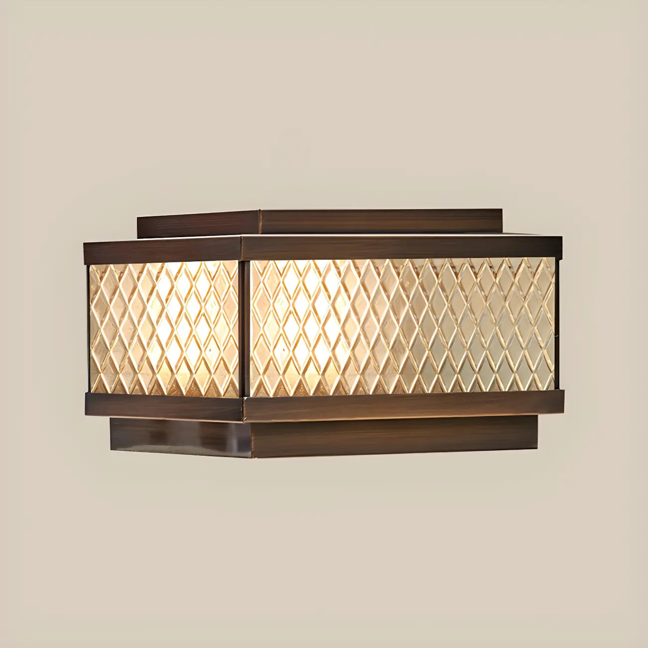 Modern Solar Grid Translucent Bronze Outdoor Post Lights