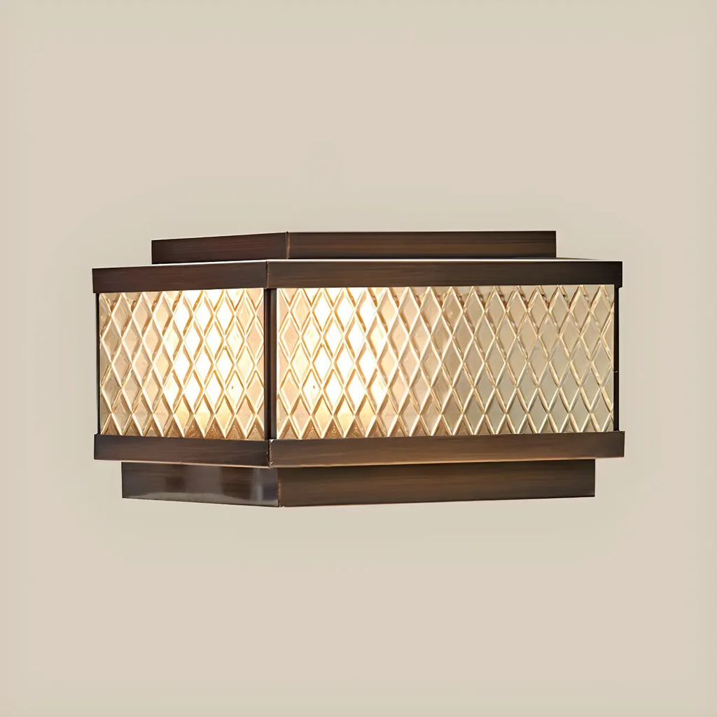 Modern Solar Grid Translucent Bronze Outdoor Post Lights
