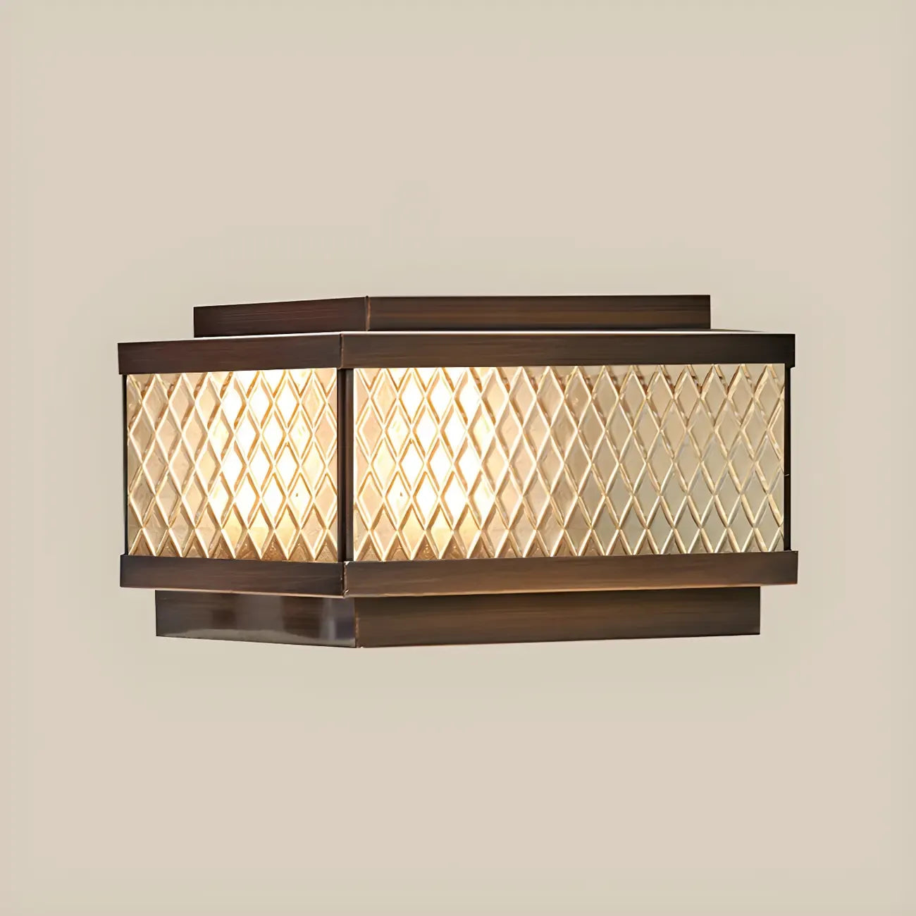 Modern Solar Grid Translucent Bronze Outdoor Post Lights