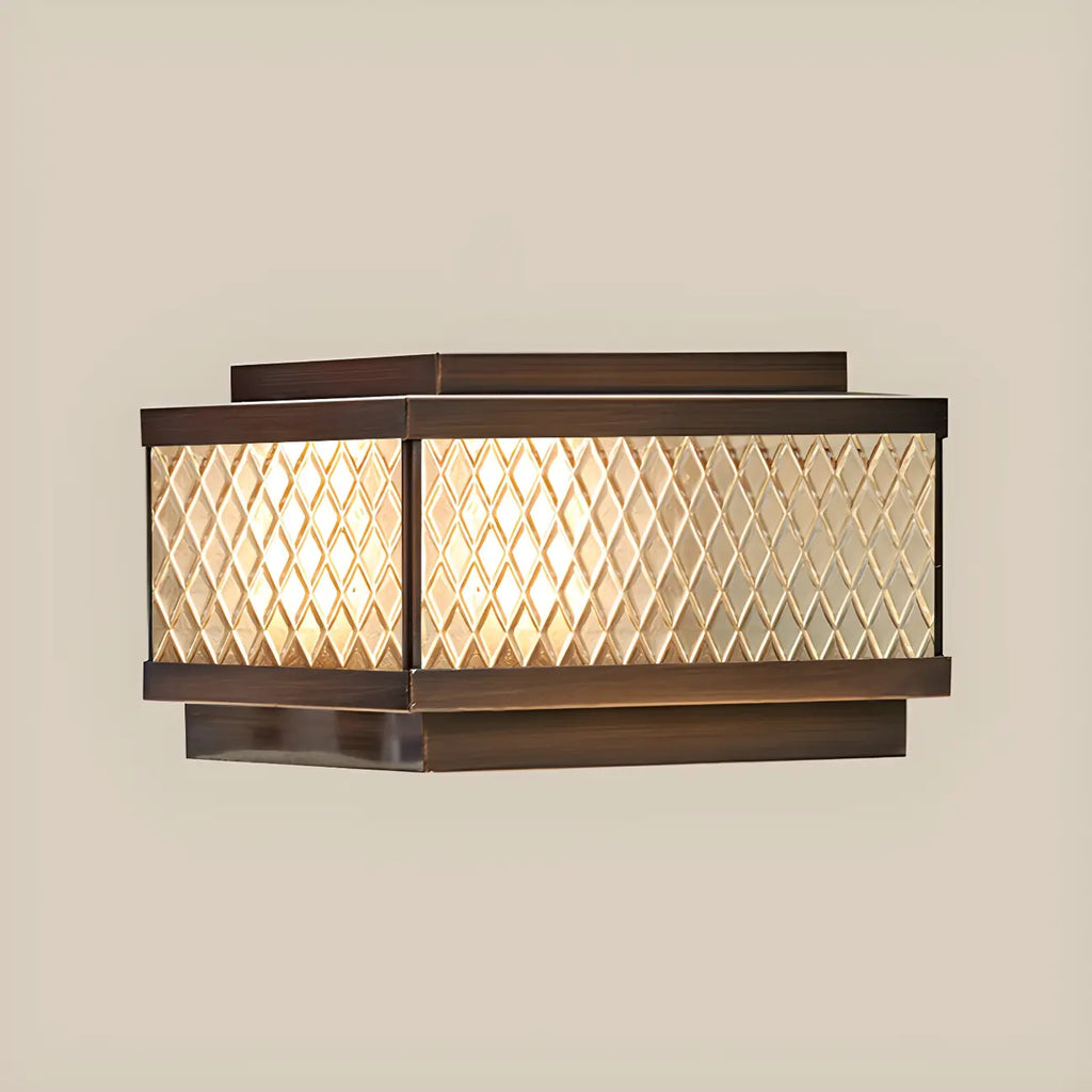 Modern Solar Grid Translucent Bronze Outdoor Post Lights