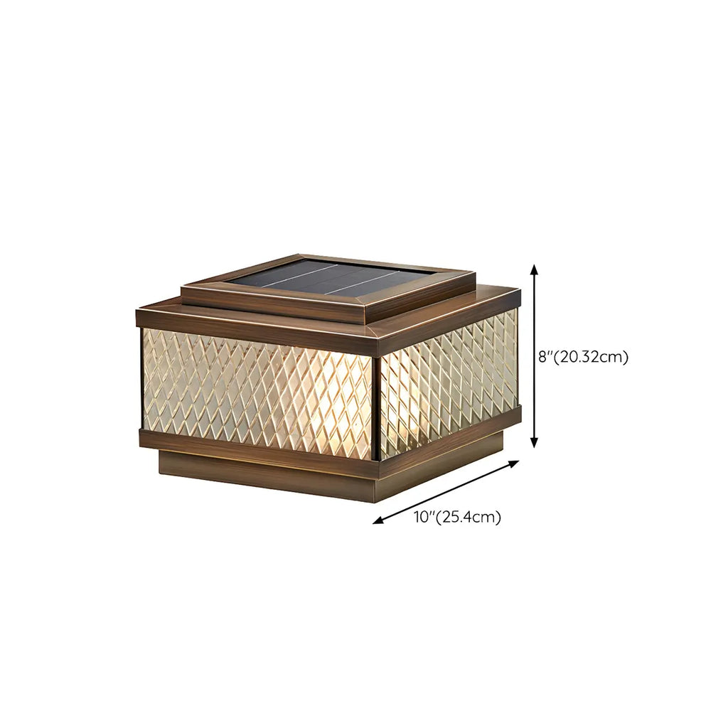 Modern Solar Grid Translucent Bronze Outdoor Post Lights