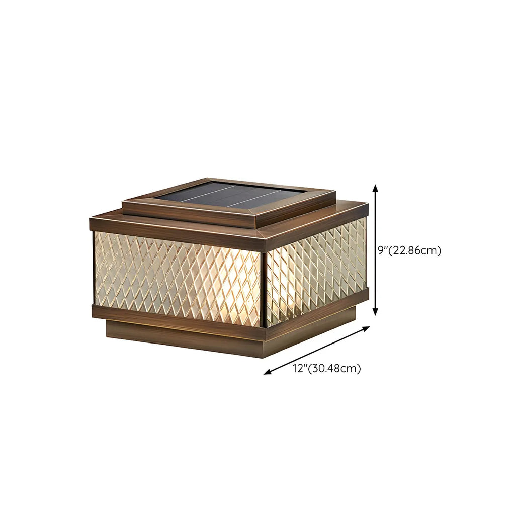Modern Solar Grid Translucent Bronze Outdoor Post Lights