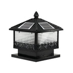 House-Shape Black Solar Outdoor Post Lights