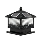 House-Shape Black Solar Outdoor Post Lights
