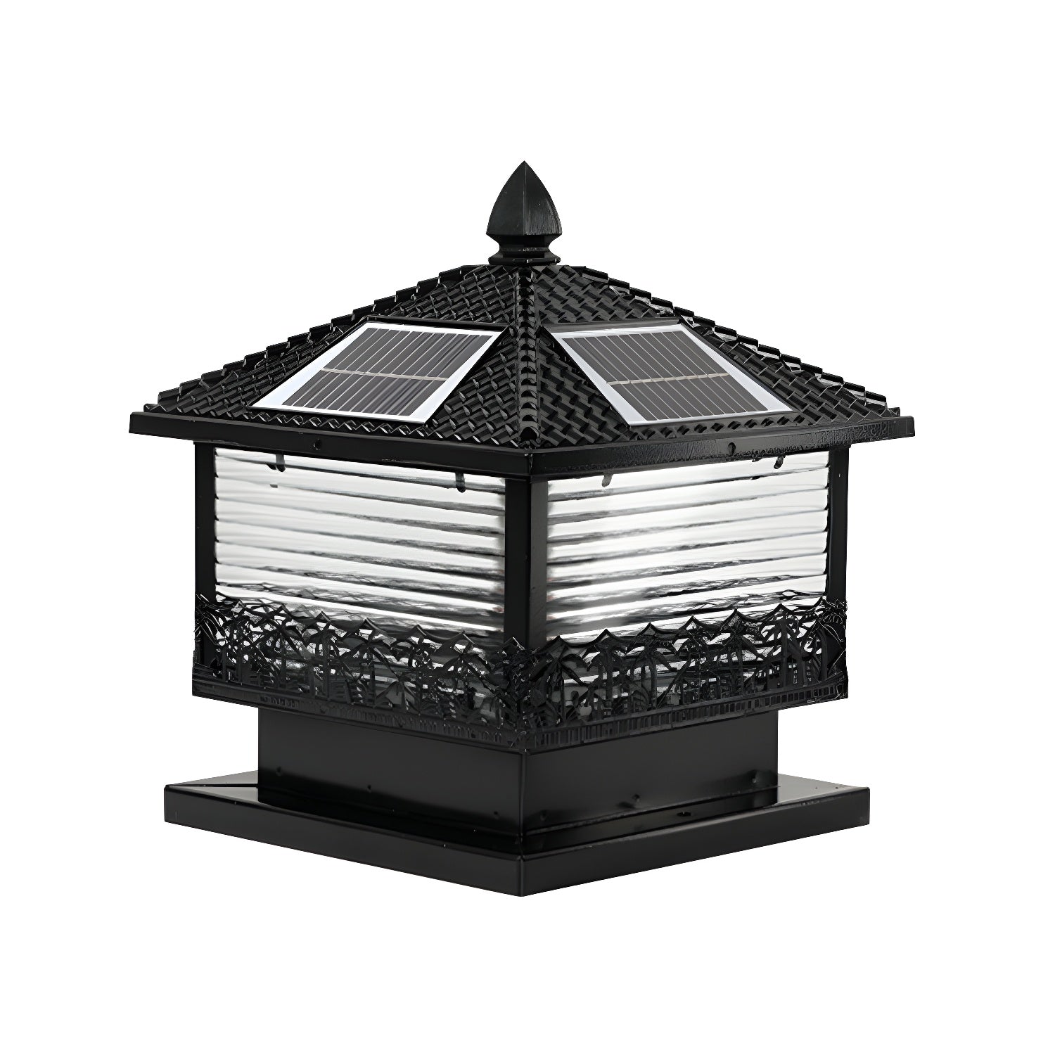 House-Shape Black Solar Outdoor Post Lights