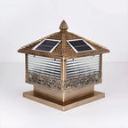 House-Shape Black Solar Outdoor Post Lights