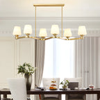 Adjustable 6-Light Brass Glass Island Pendant Light for Kitchen