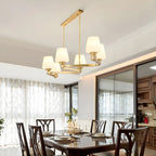 Adjustable 6-Light Brass Glass Island Pendant Light for Kitchen
