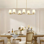 Adjustable 6-Light Brass Glass Island Pendant Light for Kitchen