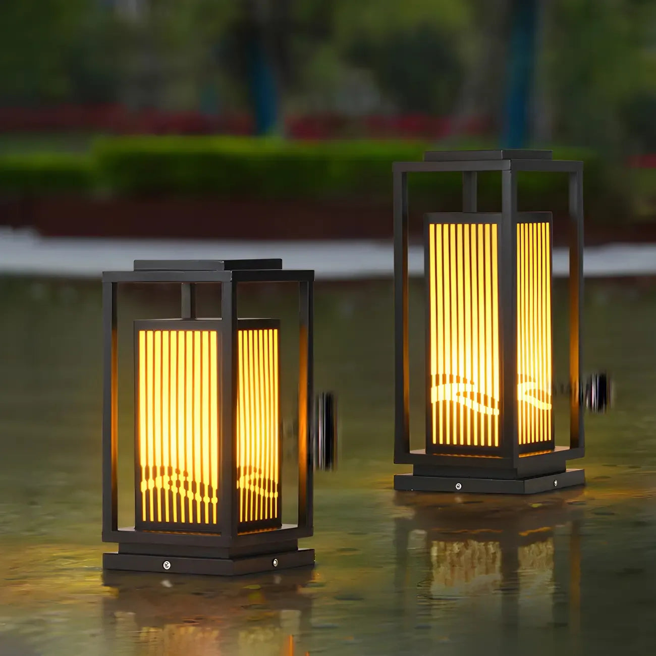 Solar Vertical Rectangular Warm Light Outdoor Post Lights