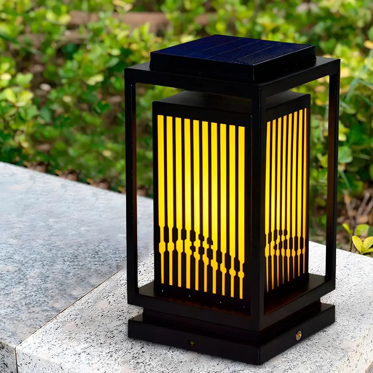 Solar Vertical Rectangular Warm Light Outdoor Post Lights