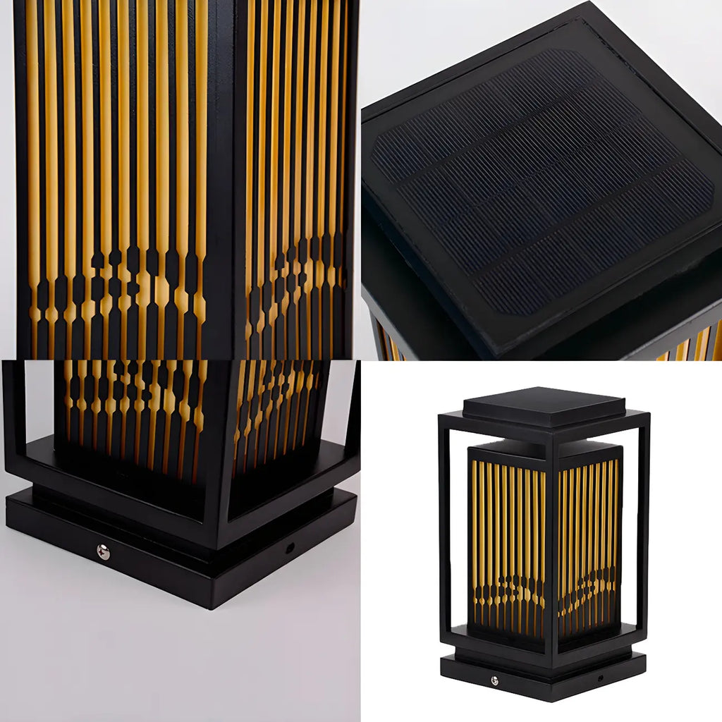Solar Vertical Rectangular Warm Light Outdoor Post Lights