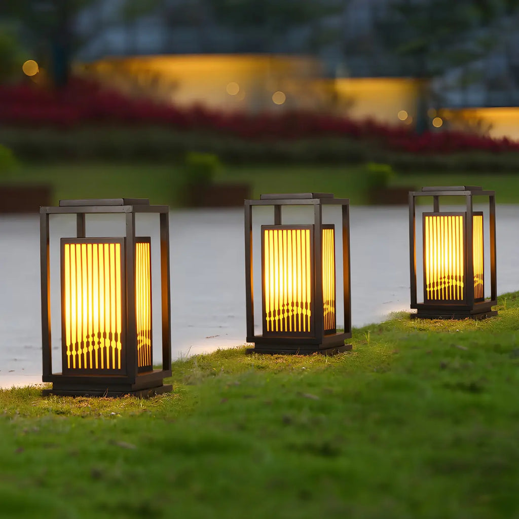 Solar Vertical Rectangular Warm Light Outdoor Post Lights