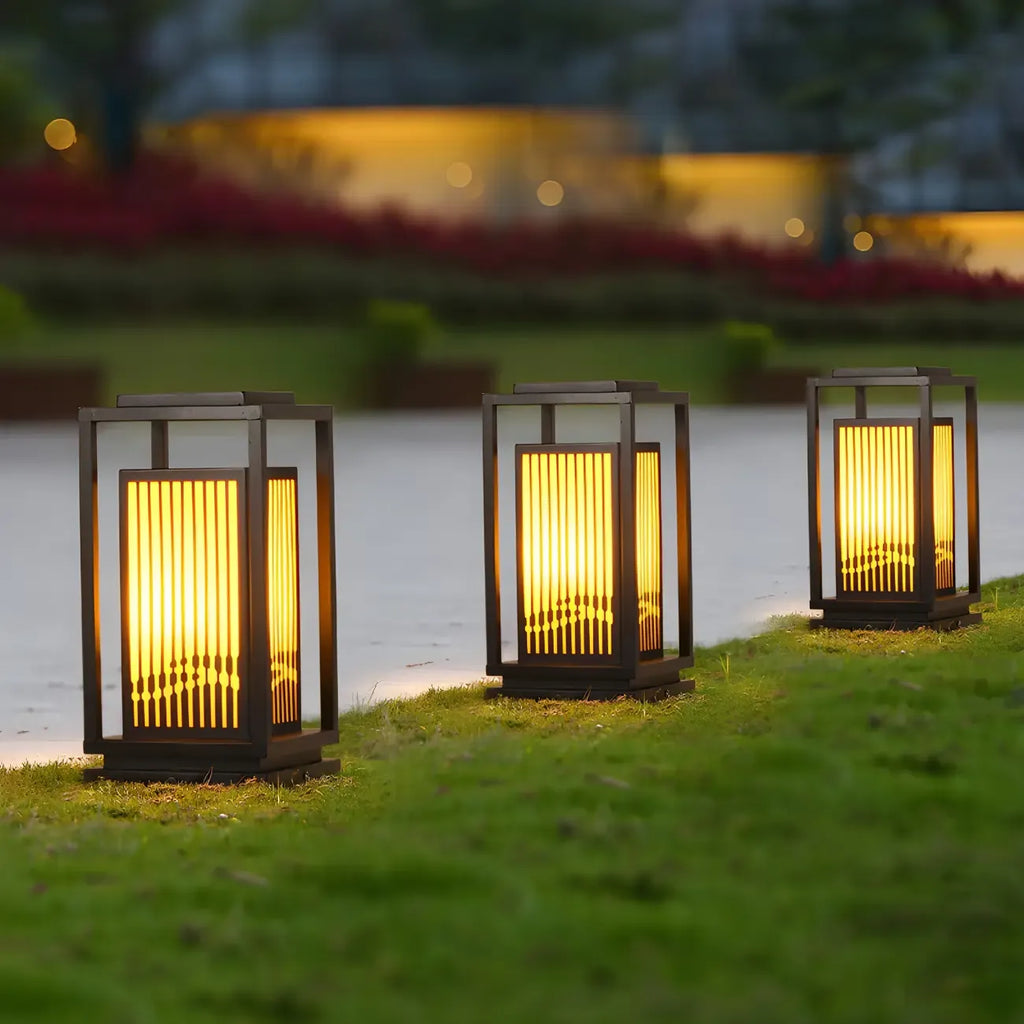 Solar Vertical Rectangular Warm Light Outdoor Post Lights