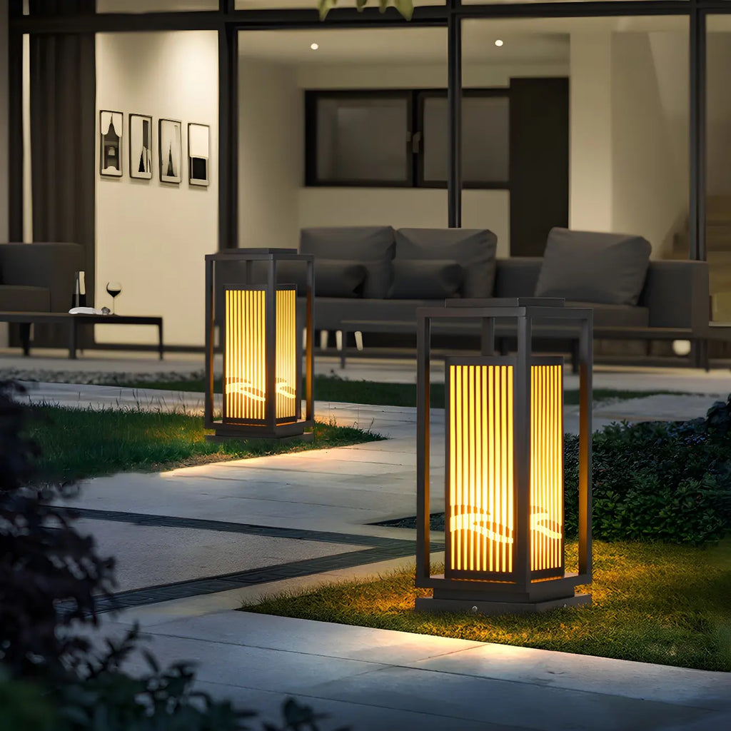 Solar Vertical Rectangular Warm Light Outdoor Post Lights