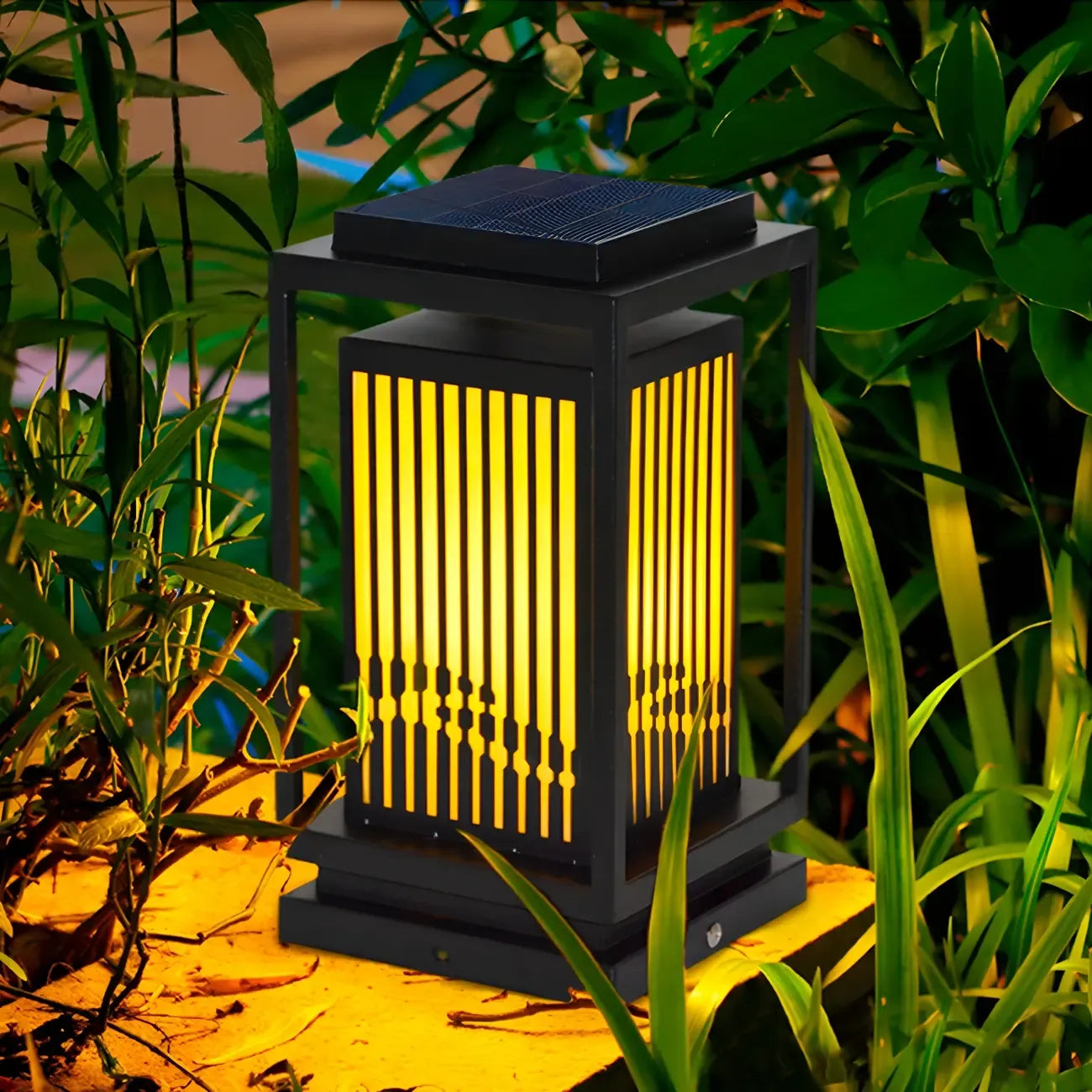 Solar Vertical Rectangular Warm Light Outdoor Post Lights