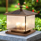 House-Shape Solar Bronze Ripple Outdoor Post Lights