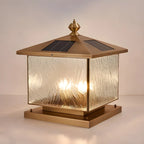 House-Shape Solar Bronze Ripple Outdoor Post Lights