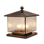 House-Shape Solar Bronze Ripple Outdoor Post Lights
