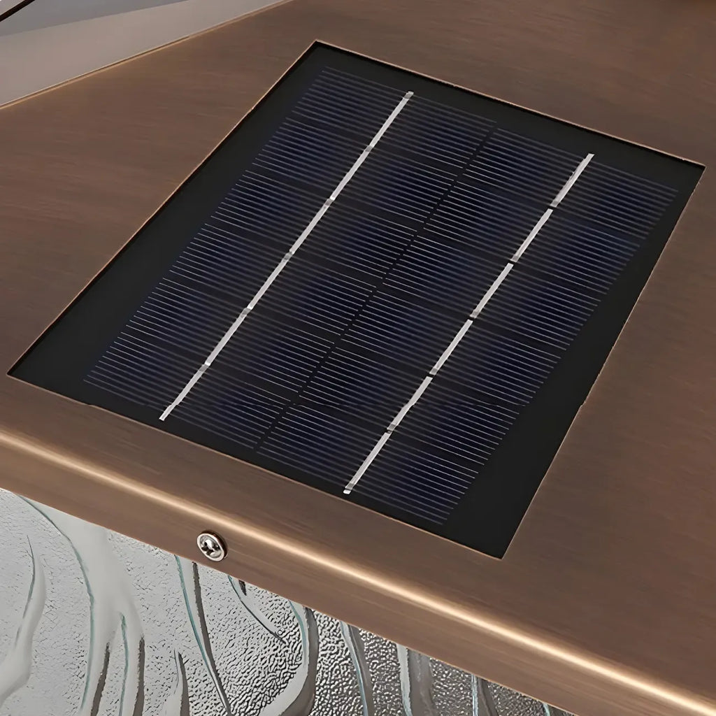 House-Shape Solar Bronze Ripple Outdoor Post Lights