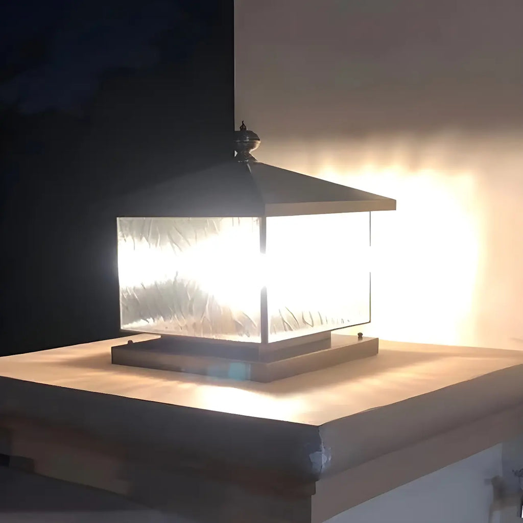 House-Shape Solar Bronze Ripple Outdoor Post Lights