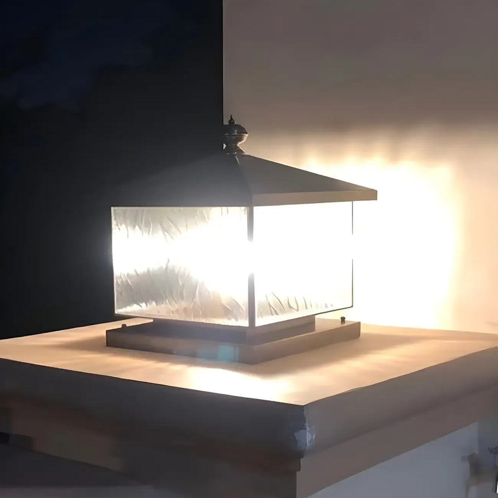 House-Shape Solar Bronze Ripple Outdoor Post Lights