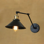 Retro Metal Matte Black Cone Swing Arm Wall Light