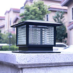 Solar Outdoor Black Metal Glass Square Post Cap Light for Garden Yard