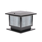 Solar Outdoor Black Metal Glass Square Post Cap Light for Garden Yard