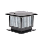 Solar Outdoor Black Metal Glass Square Post Cap Light for Garden Yard