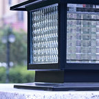 Solar Outdoor Black Metal Glass Square Post Cap Light for Garden Yard