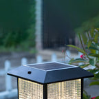 Solar Outdoor Black Metal Glass Square Post Cap Light for Garden Yard