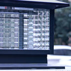 Solar Outdoor Black Metal Glass Square Post Cap Light for Garden Yard