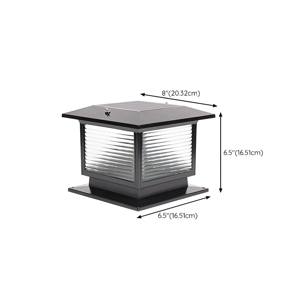 Solar Outdoor Black Metal Glass Square Post Cap Light for Garden Yard