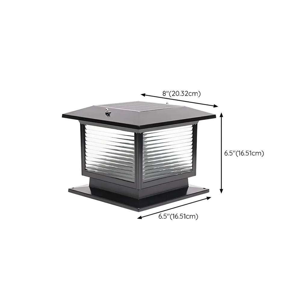 Solar Outdoor Black Metal Glass Square Post Cap Light for Garden Yard