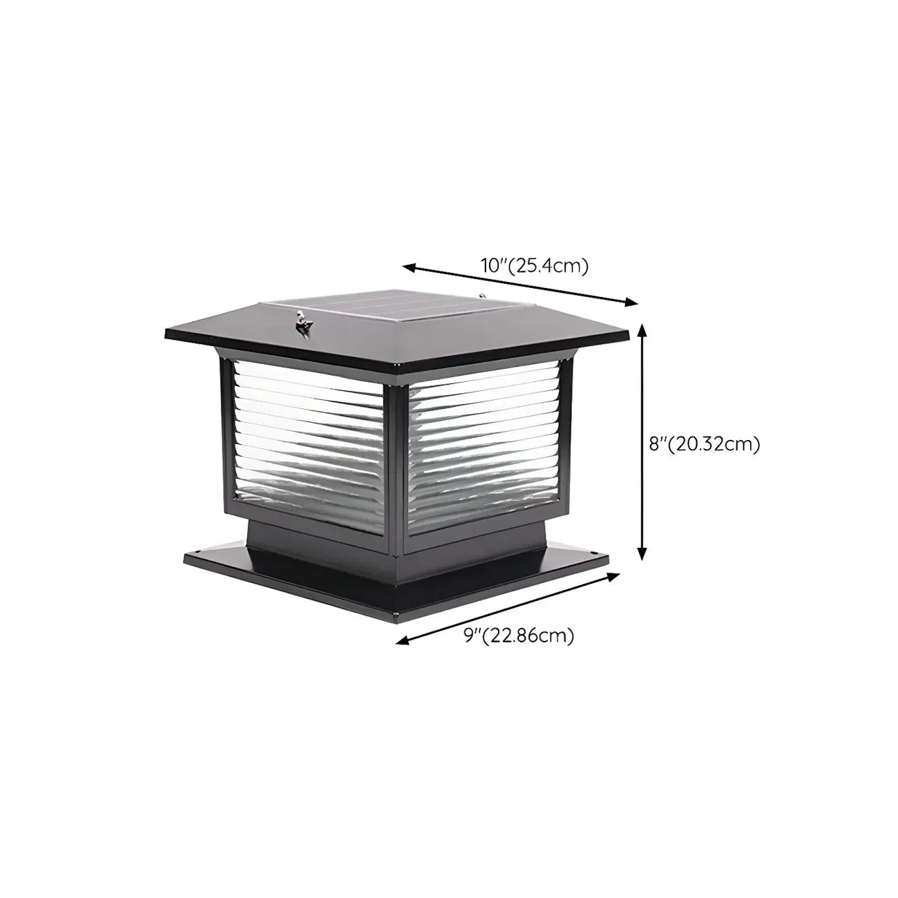 Solar Outdoor Black Metal Glass Square Post Cap Light for Garden Yard
