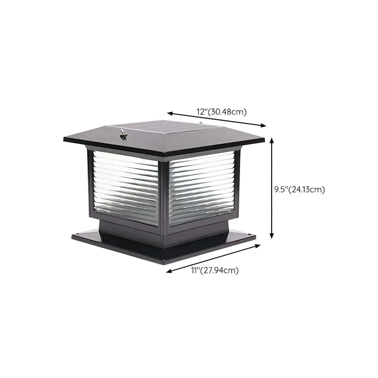 Solar Outdoor Black Metal Glass Square Post Cap Light for Garden Yard