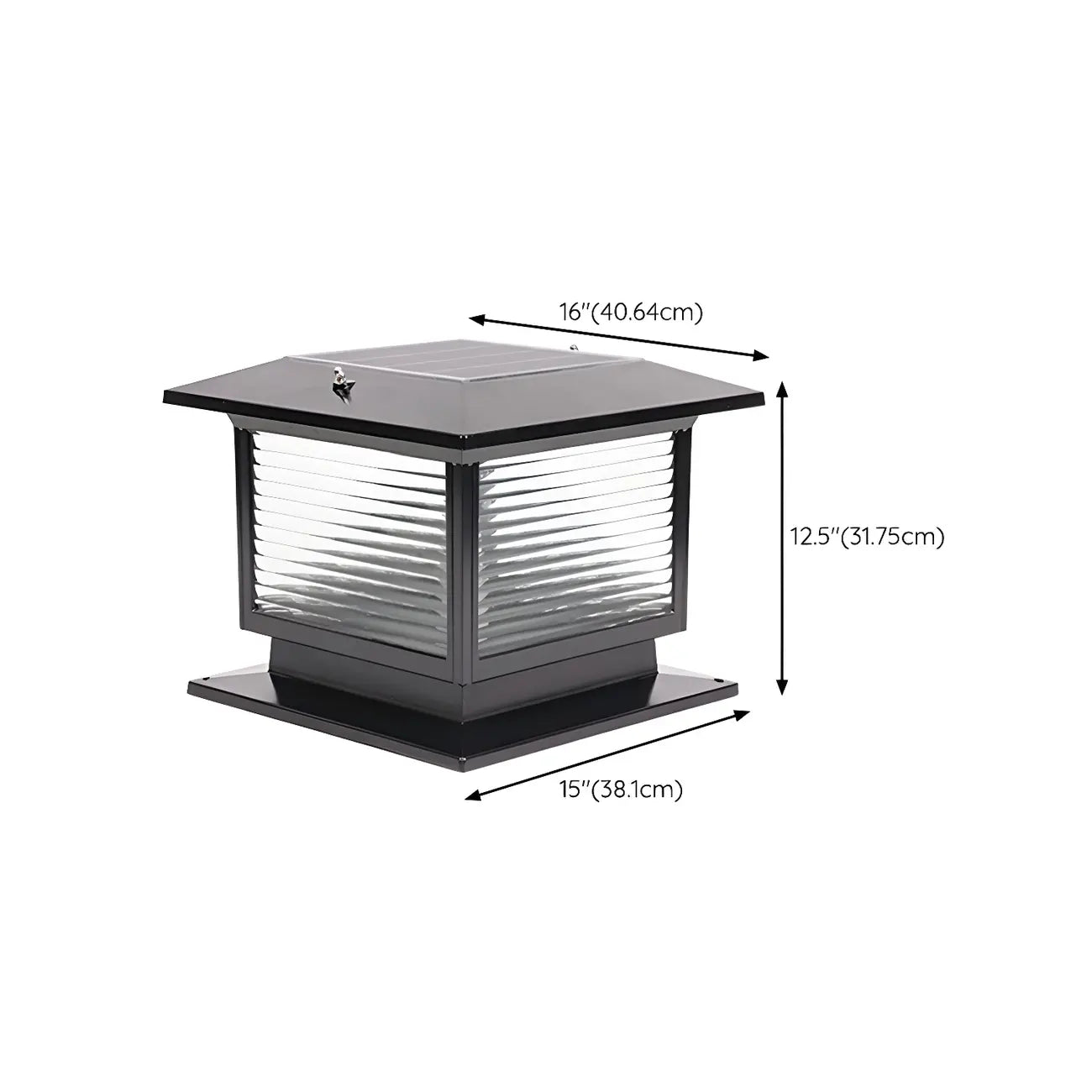 Solar Outdoor Black Metal Glass Square Post Cap Light for Garden Yard