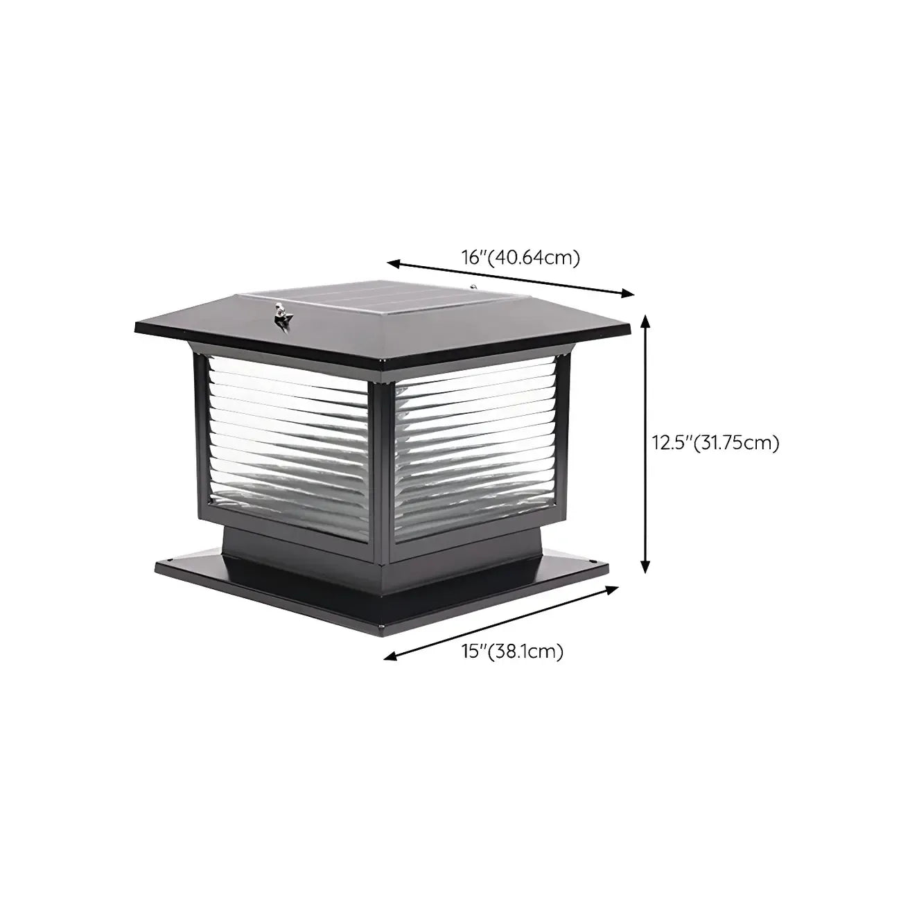 Solar Outdoor Black Metal Glass Square Post Cap Light for Garden Yard