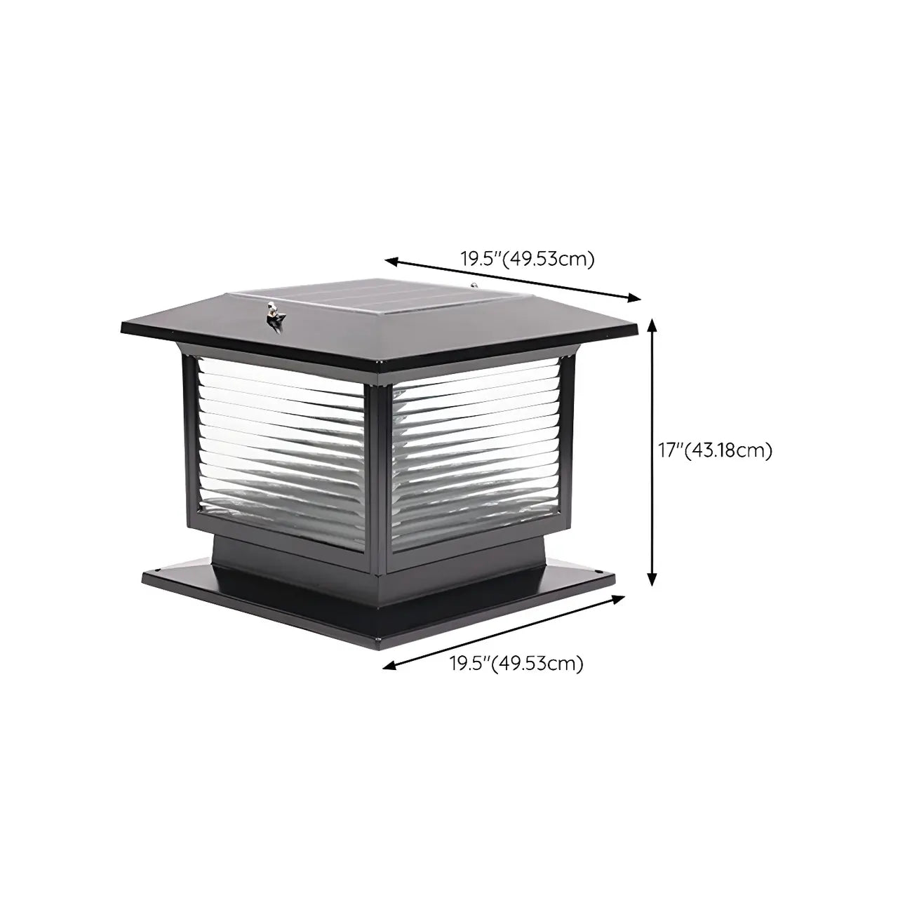 Solar Outdoor Black Metal Glass Square Post Cap Light for Garden Yard