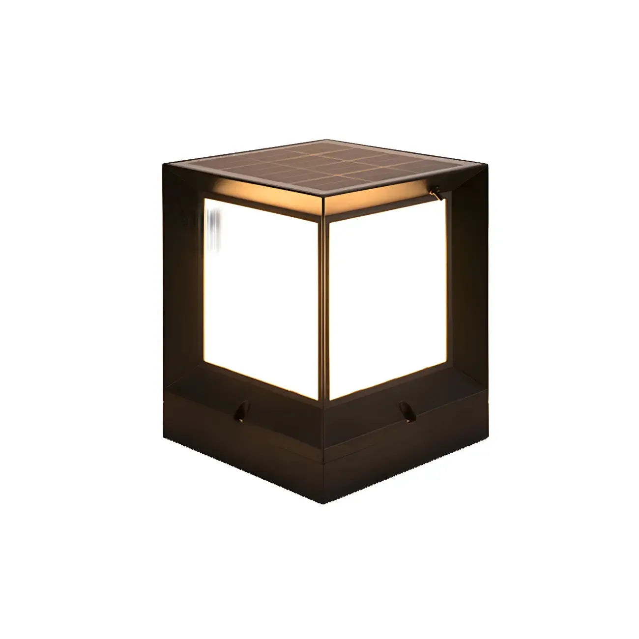 Waterproof Solar Black Metal Cube Outdoor Post Lights