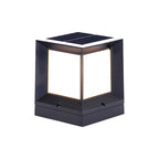 Waterproof Solar Black Metal Cube Outdoor Post Lights