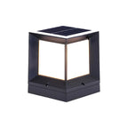 Waterproof Solar Black Metal Cube Outdoor Post Lights