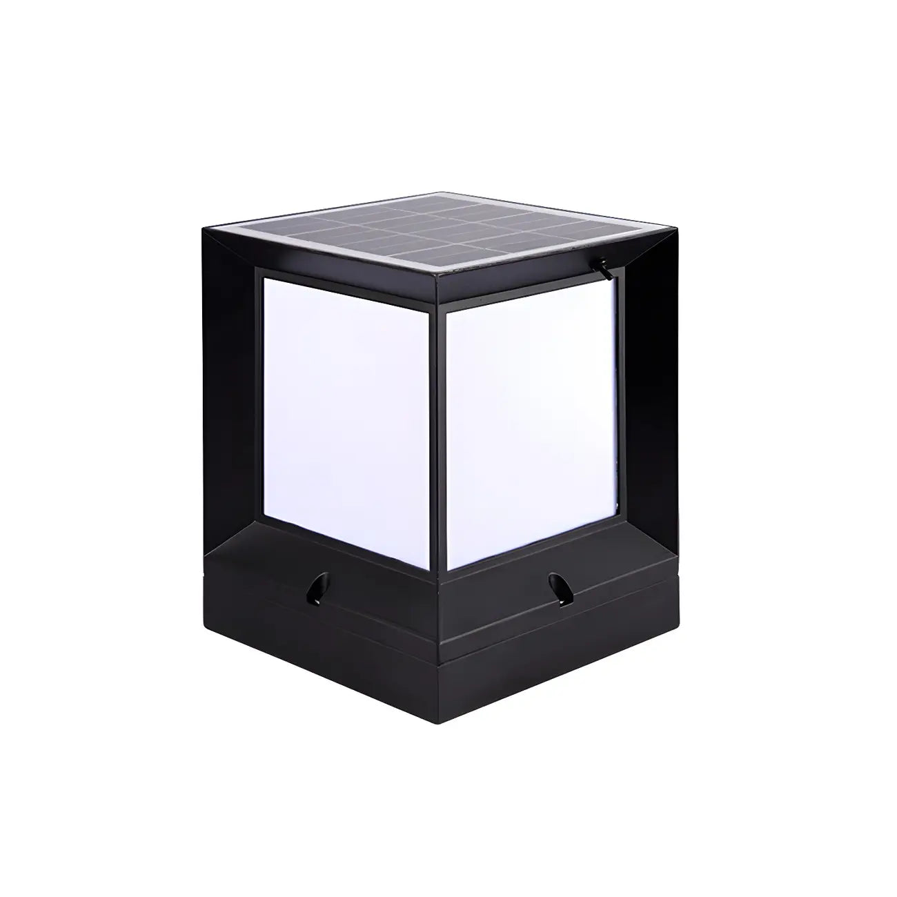 Waterproof Solar Black Metal Cube Outdoor Post Lights