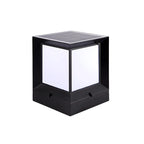 Waterproof Solar Black Metal Cube Outdoor Post Lights